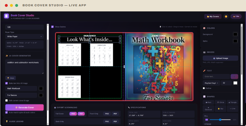 Sansuu Royalty math workbook generator dashboard for Amazon KDP